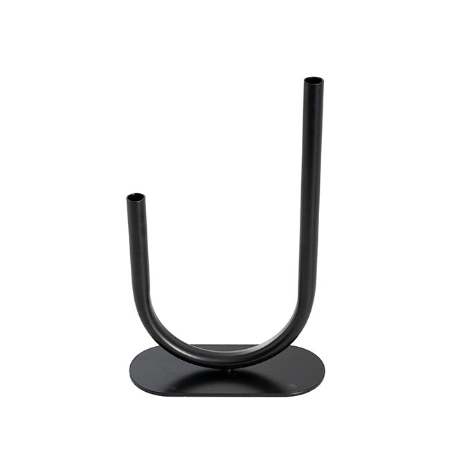 Asymmetrical U Shape Metal Tube Vase Black (18x8x28cmH)