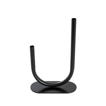 Asymmetrical U Shape Metal Tube Vase Black (18x8x28cmH)