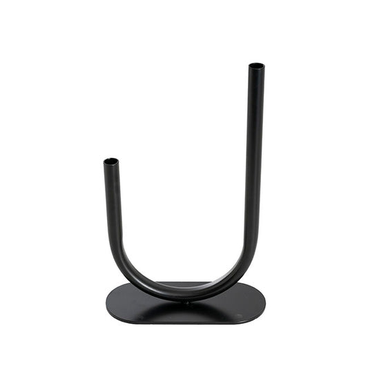 Asymmetrical U Shape Metal Tube Vase Black (18x8x28cmH)