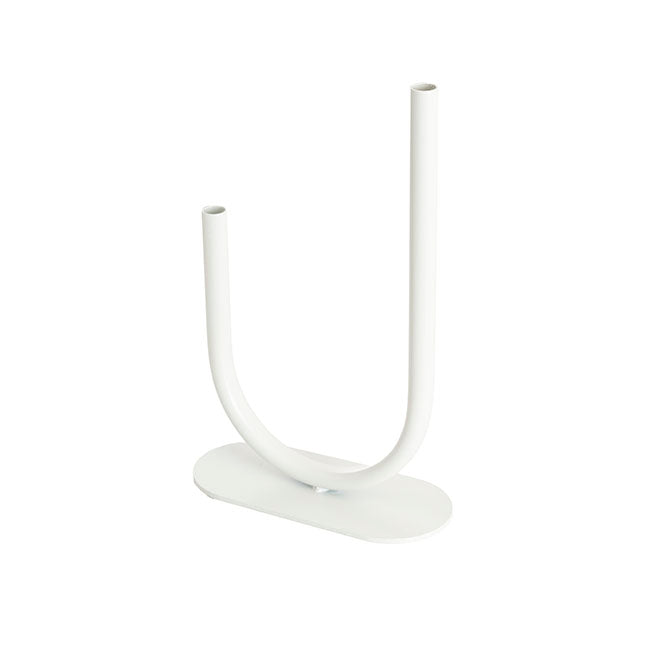 Asymmetrical U Shape Metal Tube Vase White (18x8x28cmH)