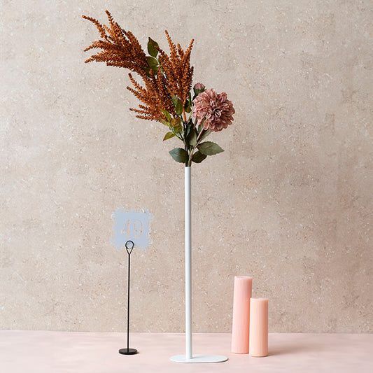 Tall Single Metal Tube Vase White (15x9x50cmH)