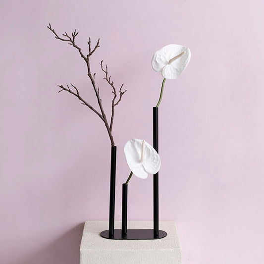 Metal Vase 3 Tubes Black (21x10x40cmH)
