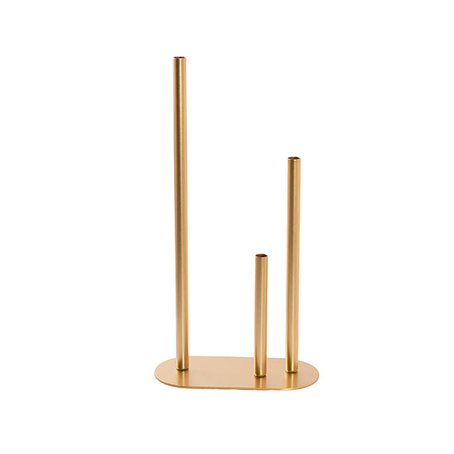 Metal Vase 3 Tubes Gold (21x10x40cmH)