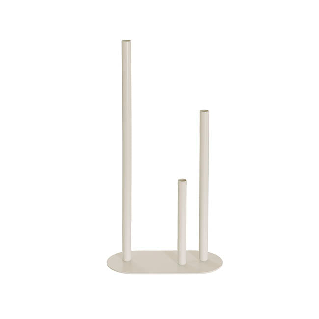 Metal Vase 3 Tubes Light Grey (21x10x40cmH)