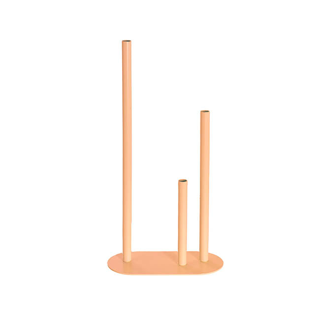 Metal Vase 3 Tubes Peach Fuzz (21x10x40cmH)