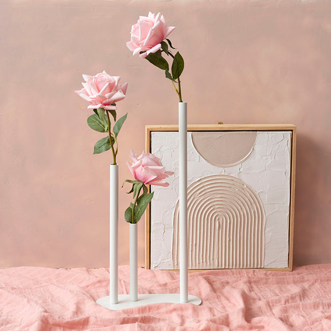 Metal Vase 3 Tubes White (21x10x40cmH)