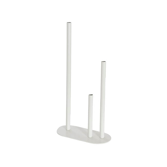 Metal Vase 3 Tubes White (21x10x40cmH)