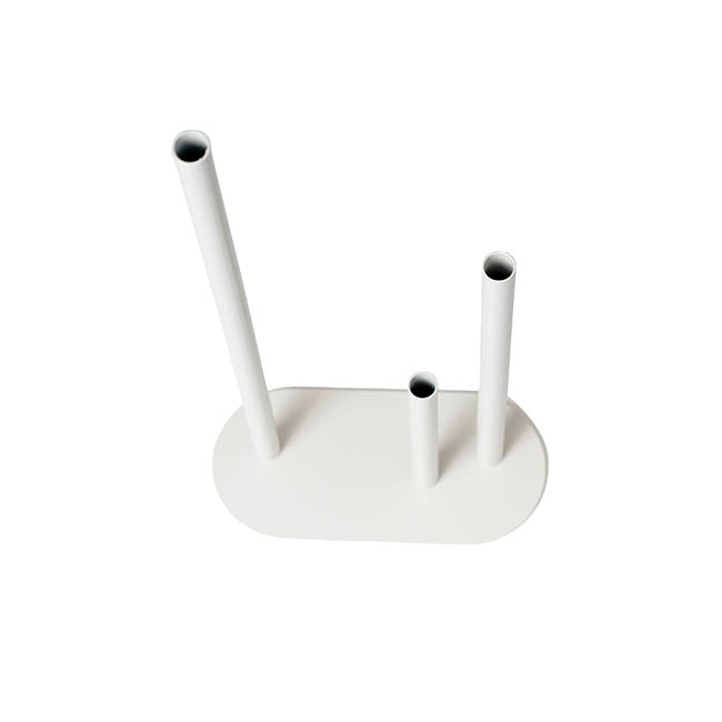 Metal Vase 3 Tubes White (21x10x40cmH)