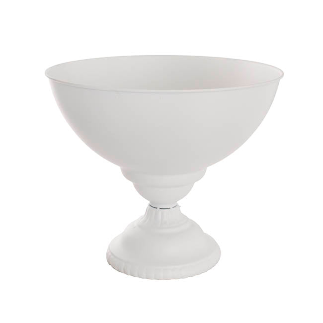 Metal Compote Round Bowl Vase White (38cmDx31.5cmH)