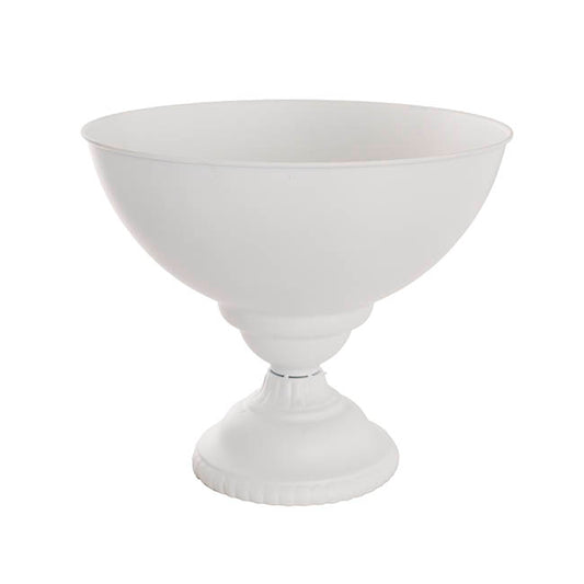 Metal Compote Round Bowl Vase White (38cmDx31.5cmH)