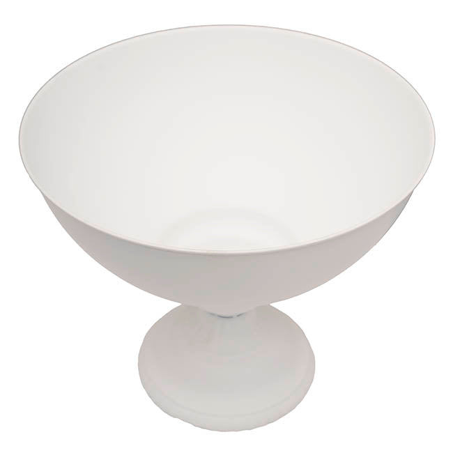 Metal Compote Round Bowl Vase White (38cmDx31.5cmH)