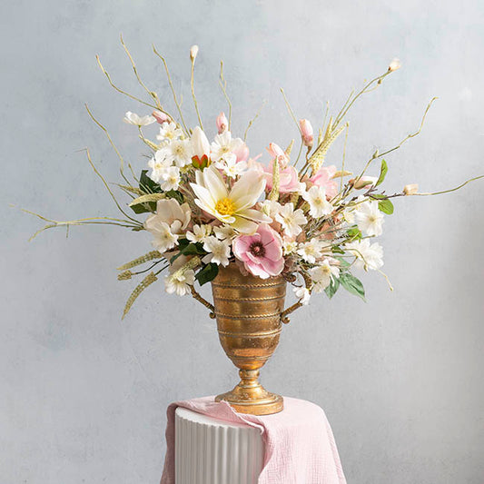 Decorative Flute Metal Vase Brushed Gold (30.5x24x35.5cmH)