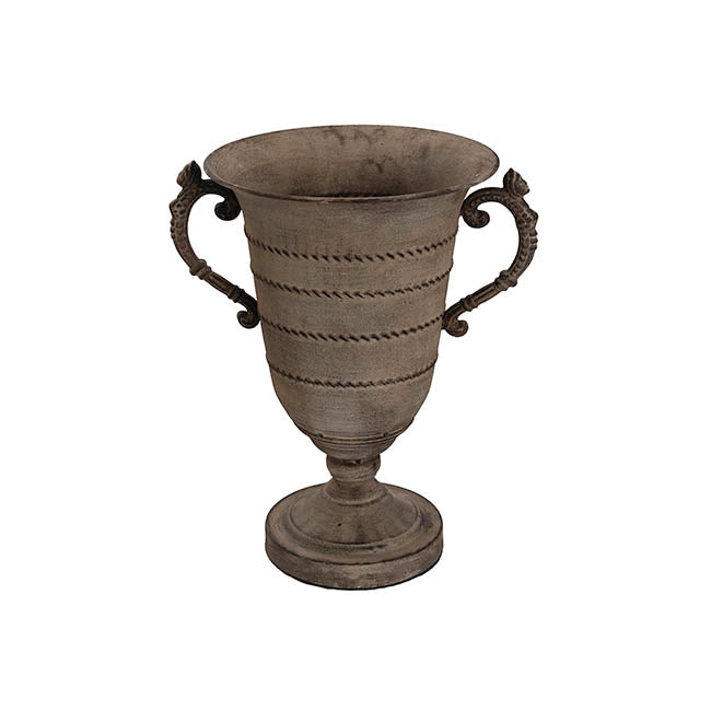 Decorative Flute Metal Vase Vintage Silver (30.5x24x35.5cmH)