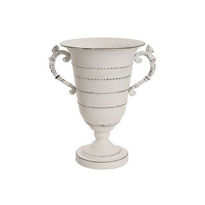 Decorative Flute Metal Vase Antique White (30.5x24x35.5cmH)