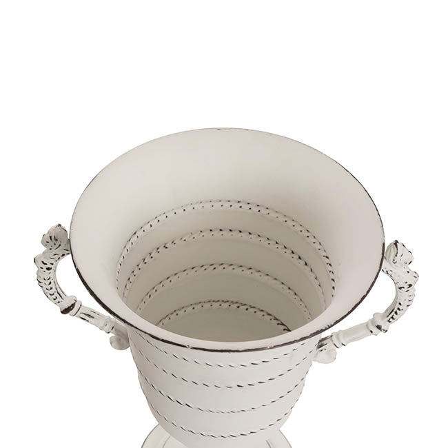 Decorative Flute Metal Vase Antique White (30.5x24x35.5cmH)