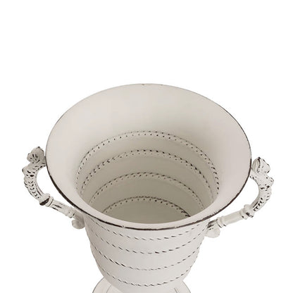 Decorative Flute Metal Vase Antique White (30.5x24x35.5cmH)