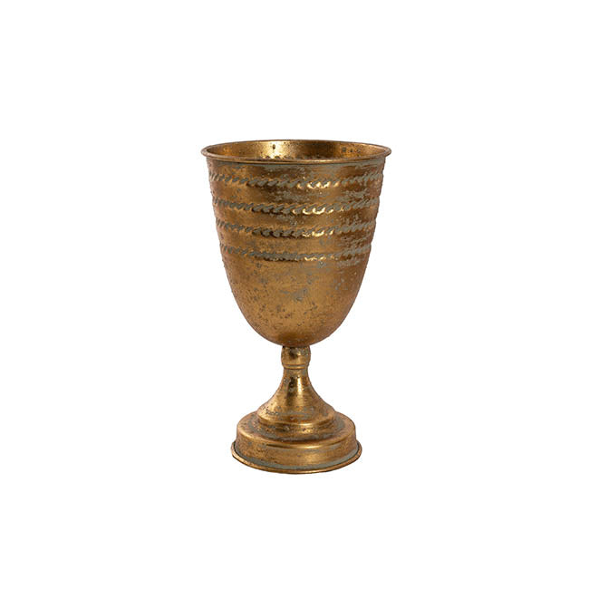 Decorative Flute Metal Vase Pot Brushed Gold (16x27.5cmH)