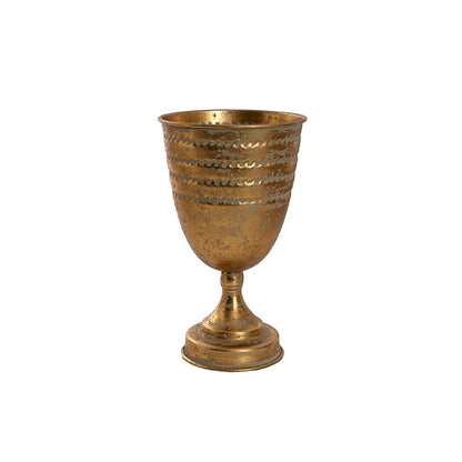 Decorative Flute Metal Vase Pot Brushed Gold (16x27.5cmH)