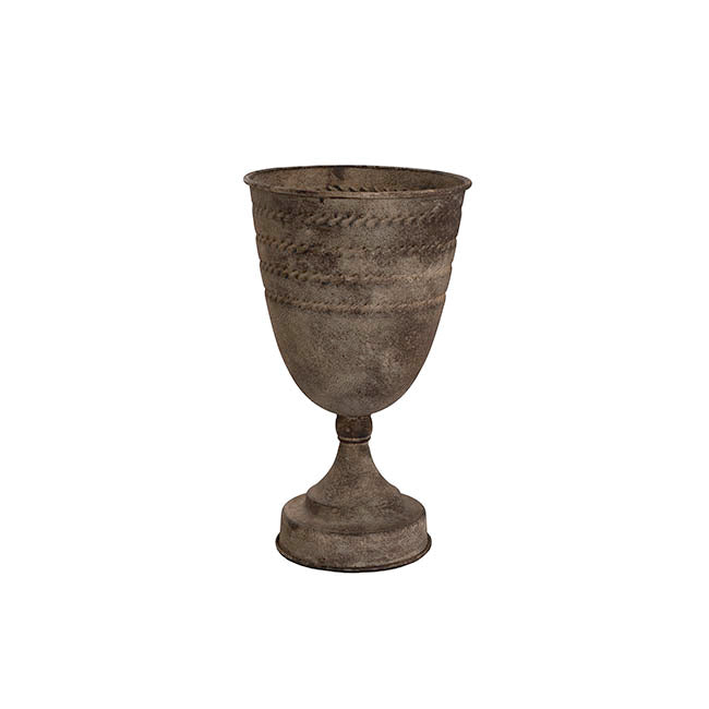 Decorative Flute Metal Vase Pot Vintage Silver (16x27.5cmH)