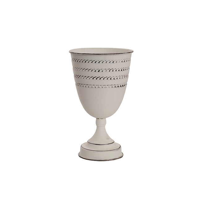 Decorative Flute Metal Vase Pot White (16cmDx27.5cmH)