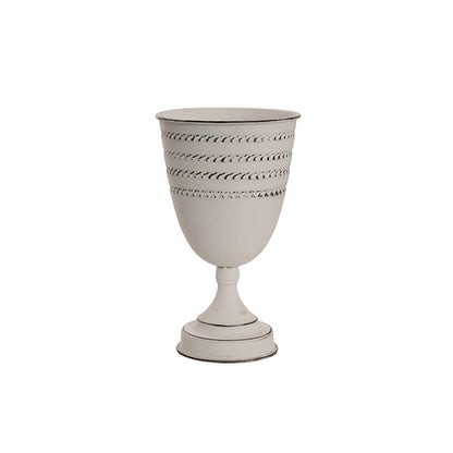 Decorative Flute Metal Vase Pot White (16cmDx27.5cmH)