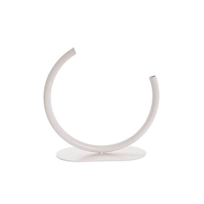 Circular Edging Over Metal Vase White (25cmH)