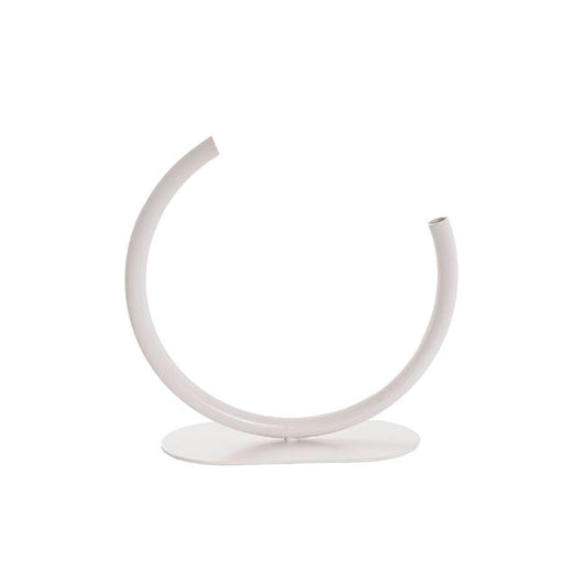 Circular Edging Over Metal Vase White (25cmH)