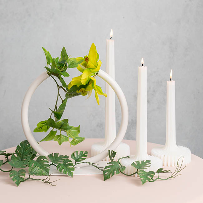 Circular Metal Vase White (25cmH)