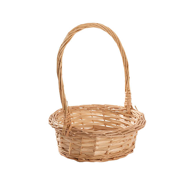 Willow Basket with Handle Round Natural (26x9cmH)