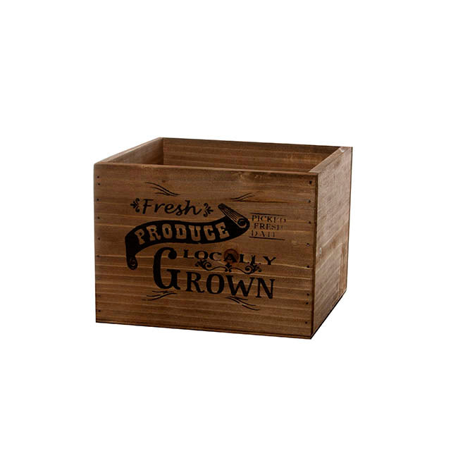 Wooden Planter Box Fresh Produce Single Brown (17x17x11cmH)