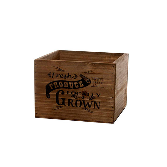 Wooden Planter Box Fresh Produce Single Brown (17x17x11cmH)