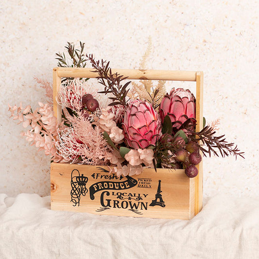 Wooden Carry Tote Fresh Produce Natural (27x11.5x10.5cmH-28)