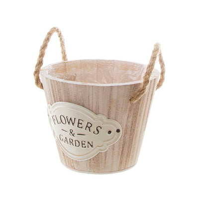 Nature Touch Wooden Bucket Planter (17cmDx13cmH)