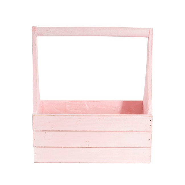 Wooden Carry Tote Planter Pink (25x11.5x28cmH)