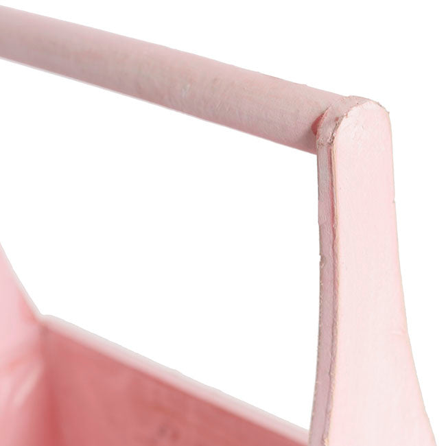 Wooden Carry Tote Planter Pink (25x11.5x28cmH)