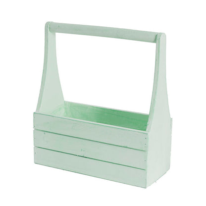 Wooden Carry Tote Planter Sage (25x11.5x28cmH)