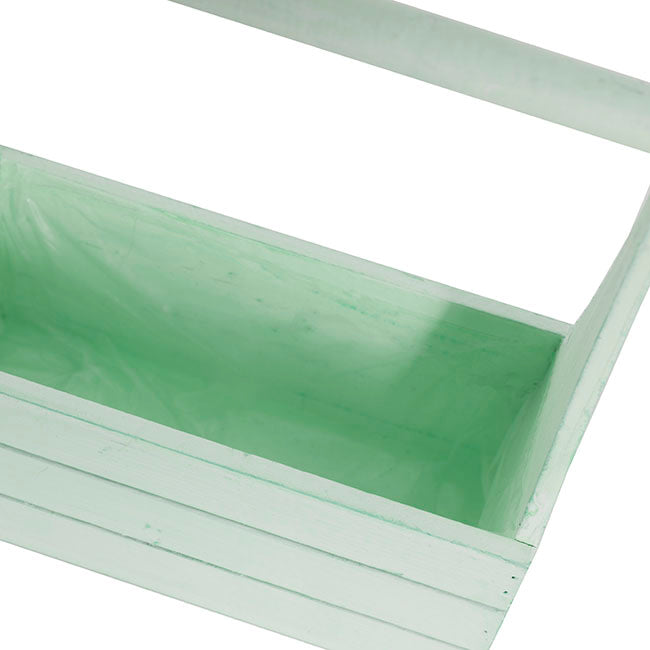 Wooden Carry Tote Planter Sage (25x11.5x28cmH)