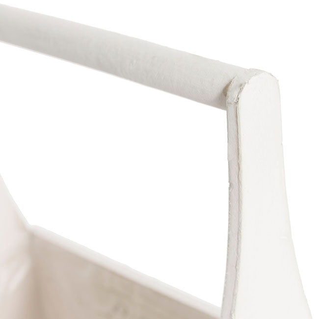 Wooden Carry Tote Planter White (25x11.5x28cmH)
