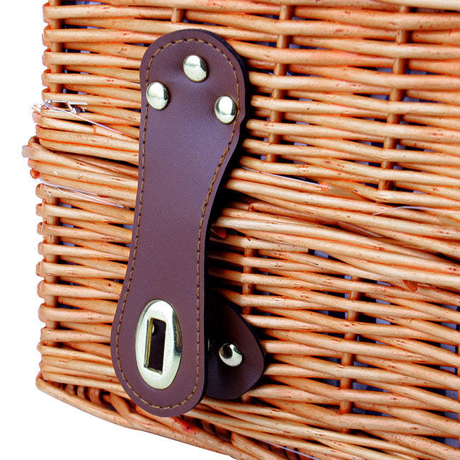 2 Person Picnic Basket for 2 Wine Honey Brown (40x28x20cmH)