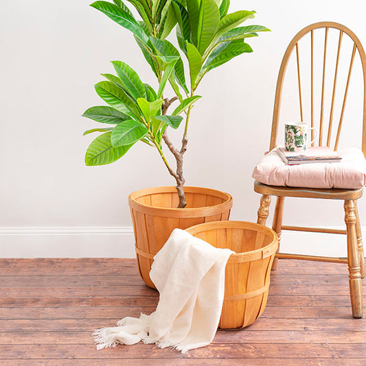 Woven Barrel Planter Natural (30x25cmH)