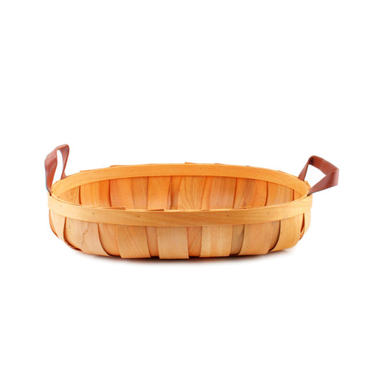 Woven Barrel Oval Tray Natural (39x30x8cmH)