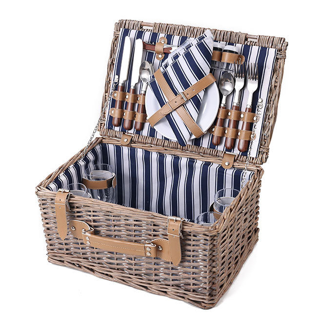 Classic 4 Person Picnic Basket Brown (42x28x20cmH)