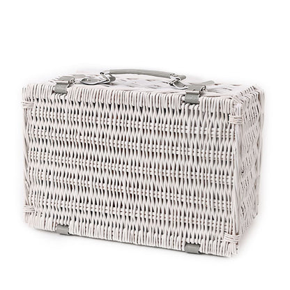 Classic 4 Person Picnic Basket Satin White (42x28x20cmH)