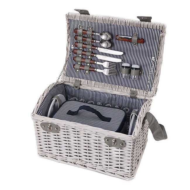 Dome 4 Person Picnic Basket Satin White (40x28x20cmH)