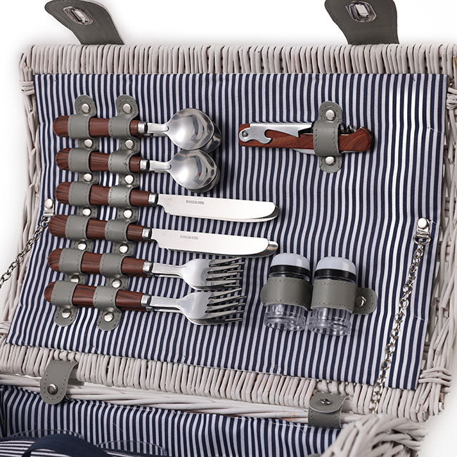 Dome 4 Person Picnic Basket Satin White (40x28x20cmH)