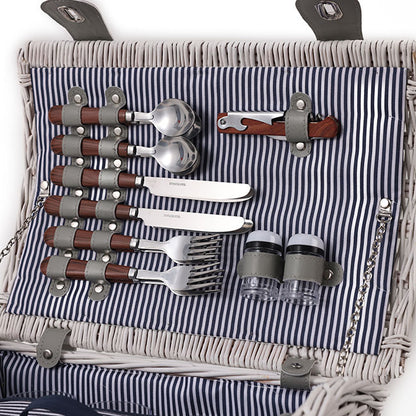 Dome 4 Person Picnic Basket Satin White (40x28x20cmH)