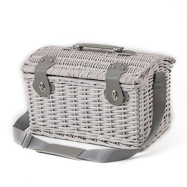Dome 4 Person Picnic Basket Satin White (40x28x20cmH)