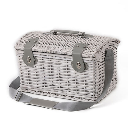 Dome 4 Person Picnic Basket Satin White (40x28x20cmH)