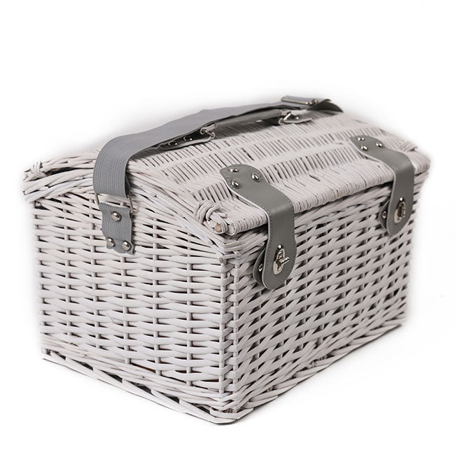 Dome 4 Person Picnic Basket Satin White (40x28x20cmH)
