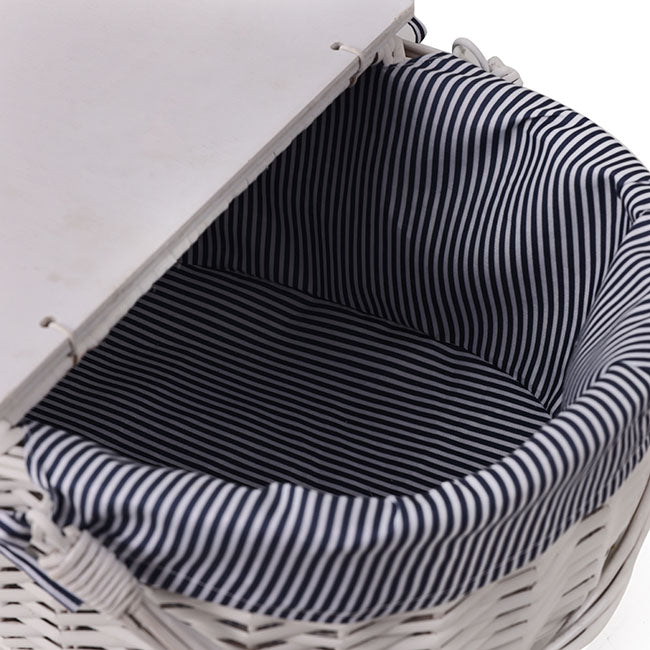 Picnic Basket w Cheese Board Lid White (45x33x21cmH)